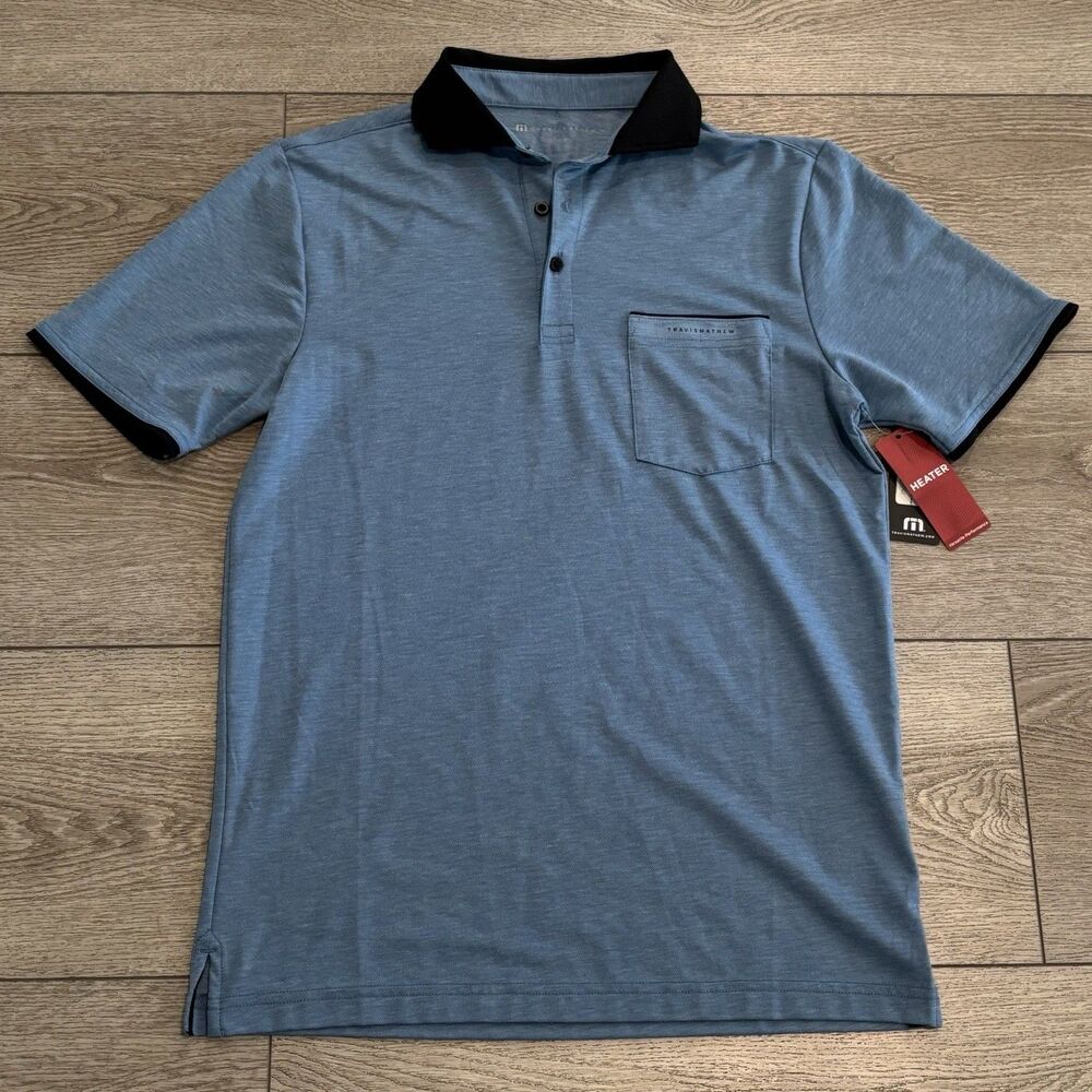 Travis Mathew‎ Heater Golf Polo Mens Small Blue Featherweight Preppy Casual NWT